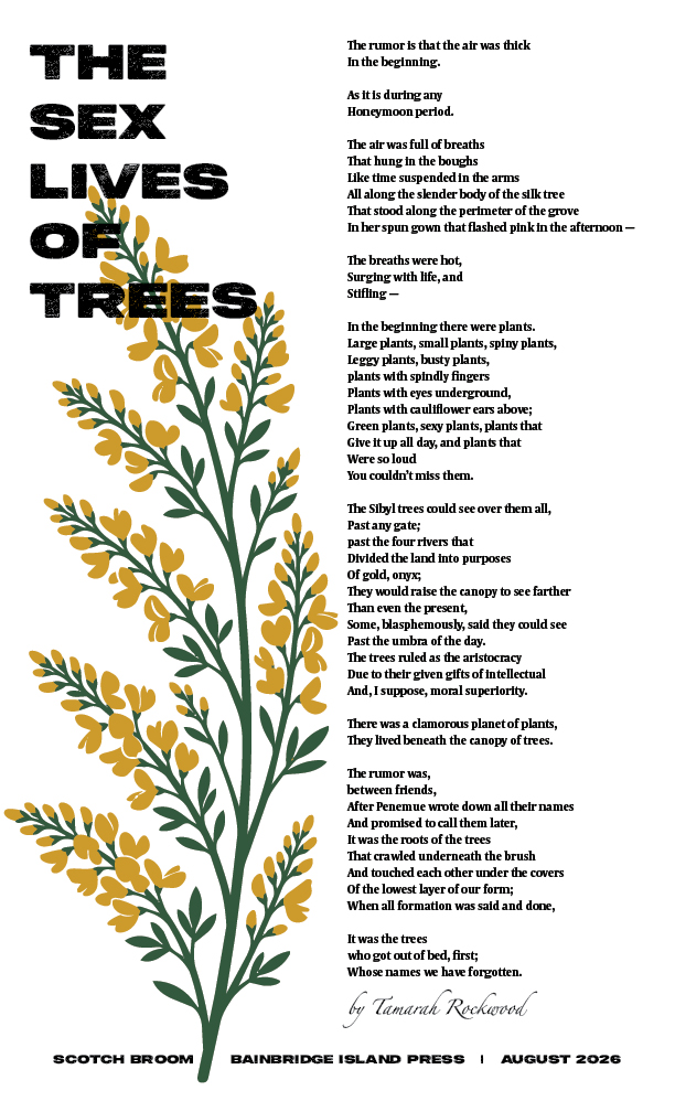 Poetry broadside: The Sex Lives of Trees by Tamarah Rockwood, August 2026